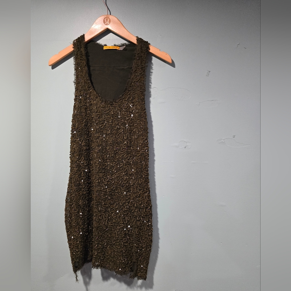 Alice + Olivia Green Sequin Sheath Tank Dress Size XS Flawed